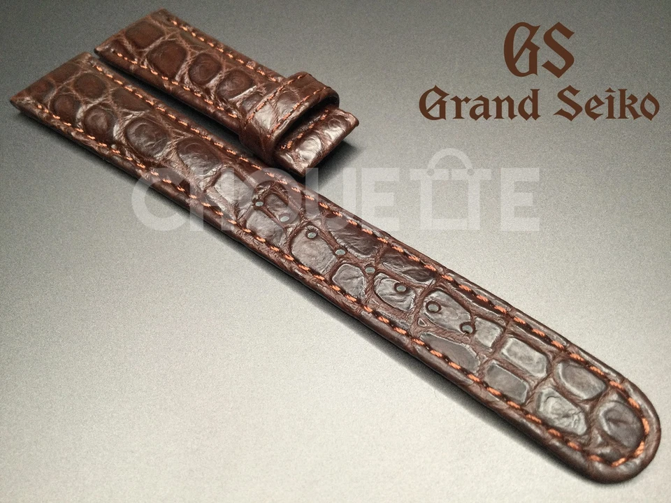Seiko DEY9AW Grand Seiko Crocodile Brown Leather Strap 19mm for Sbgm021 Sbgr061