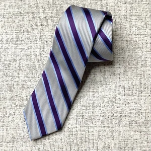 Corbata Joseph Abboud gris púrpura azul a rayas 100 % seda - Imagen 1 de 5