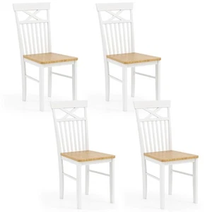 Farmhouse Dining Chair Set of 4 Wooden Kitchen Chair w/Rubber Wood Frame - Picture 1 of 8