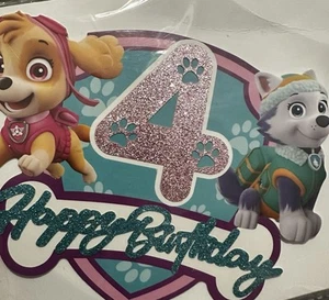 Paw Patrol 4th Happy Birthday Cake Topper! Glittery Paw Patrol Cake Decoration - Picture 1 of 5