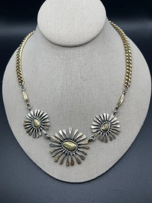 Lucky Brand Silver Tone Abstract Flower Station Restyled Necklace Gift For Her - Image 1 of 4