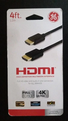 4-FOOT HDMI FULL HD 1080P CORD # 33573 BY JASCO GE, NEW IN PACKAGE - Image 1 of 4