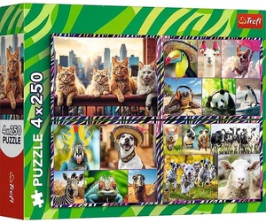 Trefl Jigsaw Puzzle 4x250 Pieces 12+ Ages Funny Animals - Picture 1 of 5