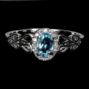 925 Sterling Silver Ring Oval Swiss Blue Topaz 6x4mm Natural Gemstone Jewelry 8 - Picture 1 of 14