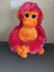 First And Main Hot Pink And Orange Girl Monkey Gorilla Ape Hanging Plush Stuffed - Picture 1 of 8