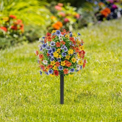 Flor Artificial Jardín Estaca 24" Realista Flor Violeta para Porche Exterior Foto 1 de 2