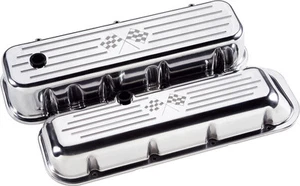 BILLET SPECIALTIES CROSS FLAGS POLISHED ALUMINUM BBC TALL VALVE COVERS,CHEVY - Picture 1 of 1
