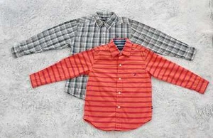 Boy Bundle of 2 7 / 7X BUTTON UP Long Sleeve Shirts: US Polo Assn 7X & Nautica 7 - Picture 1 of 12