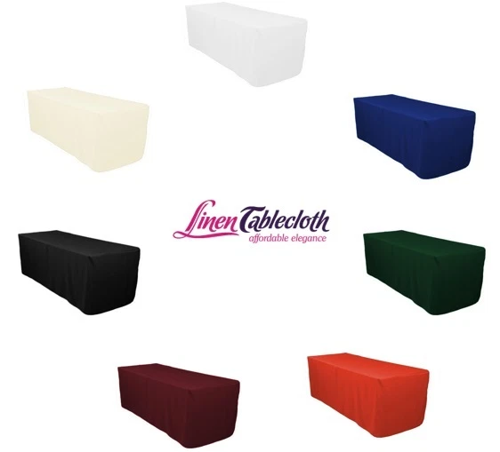 4 ft. Fitted Polyester Tablecloth, 7 Colors, Wedding & Trade Show Booth Catering - Image 1 of 1