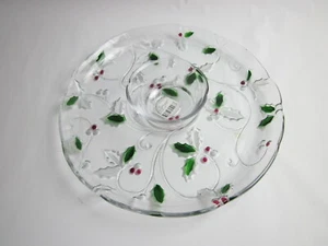Mikasa "Merry Holly" Teller und Schale Cristal Chips und Dip - Bild 1 von 9