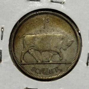 1930 Ireland 1 Shilling Bull 0.75 Silver Coin - Picture 1 of 3