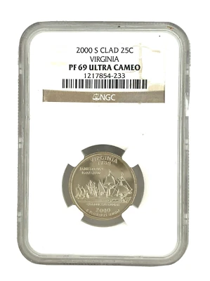 2000 S CLAD VIRGINIA Proof State Quarter 25c - NGC PF 69 Ultra Cameo - Image 1 of 2