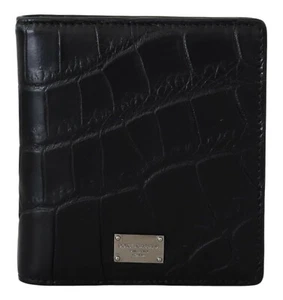Dolce & Gabbana Cartera Exótico Cuero Negro Plegable Tarjetero Hombre - Imagen 1 de 11