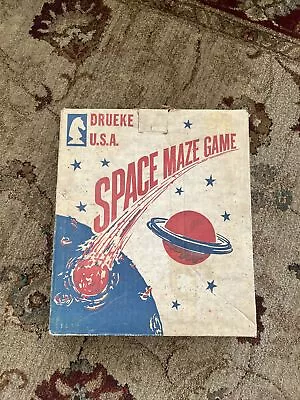 Vintage Drueke U.S.A. Space Maze Game Steel Marble Tilt No. 1960 RARE Good Shape - Image 1 of 4