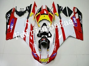 Fit for 2007-11 Ducati 848/1098/1198 Red White Yellow ABS Injection Fairing Kit - Bild 1 von 6