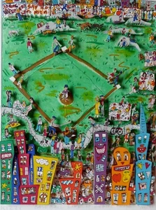 James Rizzi BASEBALL LIKE IT OUGHT TO BE  1987 Handsigniert 3D Serigrafie PopArt - Bild 1 von 8