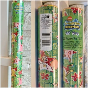 Vintage NOS 2002 SPONGEBOB Christmas Wrapping Paper 50 Sq Ft  - Picture 1 of 5