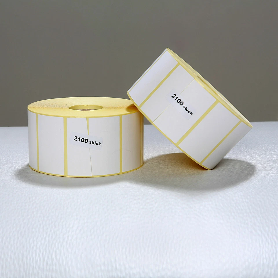 ZEGA-LABELS Thermo Etiketten Rolle - 57 x 32 mm - 2.100 Stück Kern25mm Zebra GK420 GC LP TLP