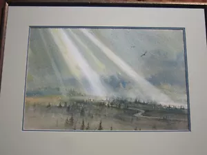 Michael Gress Awe Inspiring Watercolor" On Eagles Wings" Breathtaking Listed 20C - Foto 1 di 12