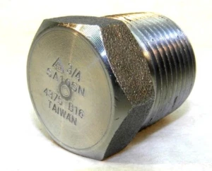 NEW 1" HEX HEAD SOLID METAL PLUG THREADED 3/4" NPT SA105N 4375 B16 CARBON STEEL - Picture 1 of 5