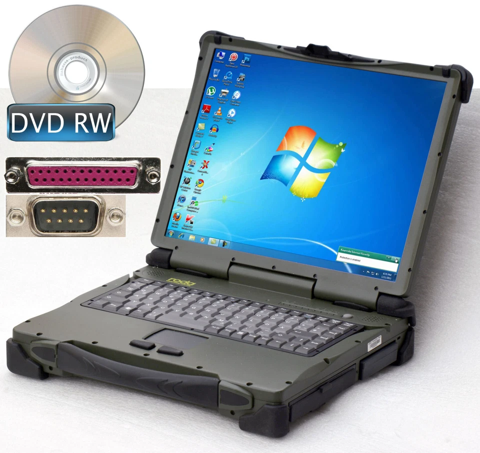 MILITARY ANTIVANDAL NOTEBOOK 4GB 120 GB SSD DVD-RW RS-232 LPT WINDOWS 7 RO6 - Bild 1 von 4