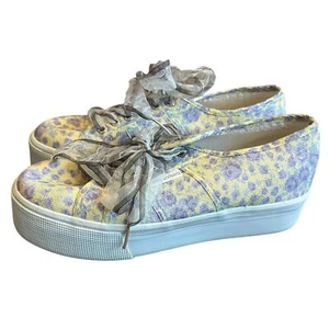 Scarpe da tennis Superga x LoveShackFancy viola giallo floreale sneakers plateau 8 - Foto 1 di 16