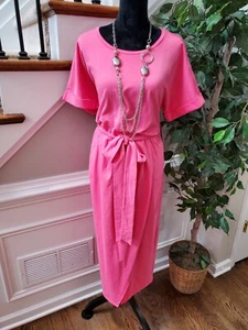 Eloquii Women's Pink Cotton Round Neck Short Sleeve Knee Length Dress Size 16 - Picture 1 of 11