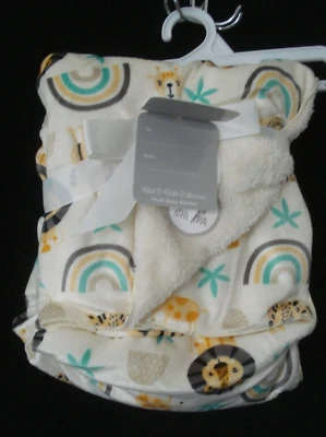 Manta infantil Rene Rofe estampado animal y arco iris suave Sherpa 30x40 NUEVA Foto 1 de 4