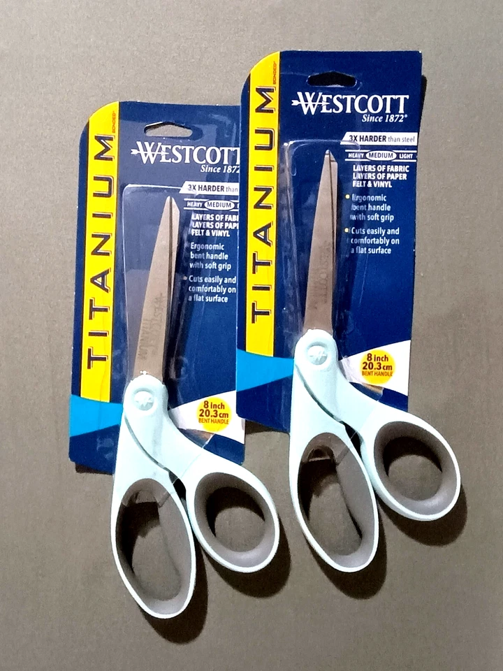 (2) New Westcott Titanium Med Bonded 8" Blades 3X Harder than Steel Foto 1 de 1