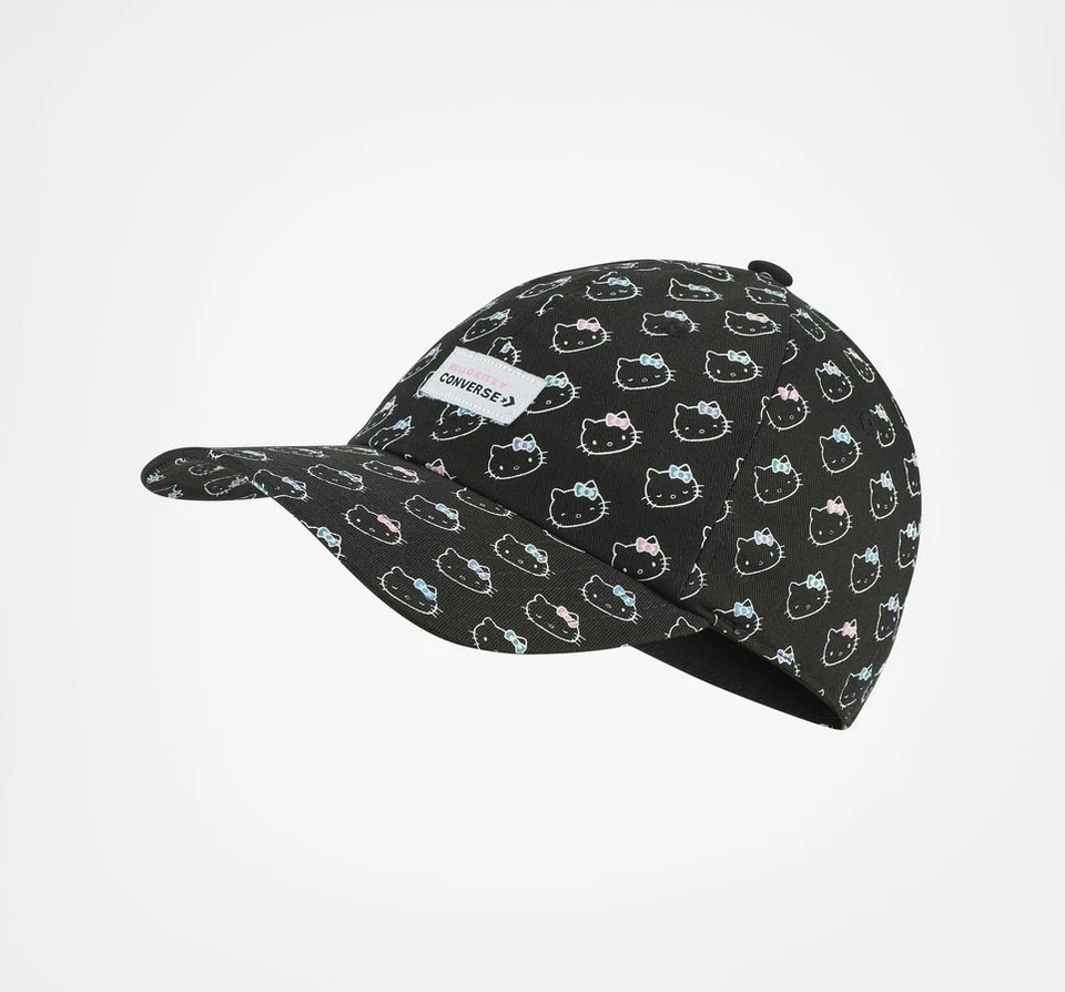 Chapéu Converse X Hello Kitty Flower Dad preto moda raro presente esgotado  - Imagem 1 de 3
