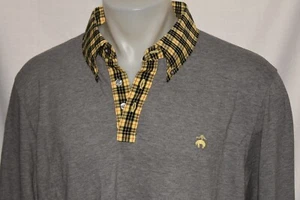 BROOKS BROTHERS XXL SLIM FIT Men's L/S Cotton Spandex Button Down Polo Gray - Picture 1 of 5