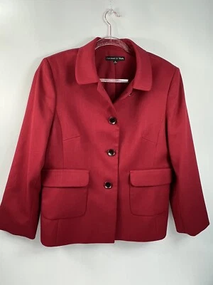Blazer para mujer Preston & York talla 14 rojo 4 botones bolsillos forrados Foto 1 de 4
