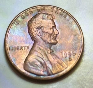 1988-D DDO-Lincoln cent ๐ Rainbow - Picture 1 of 7