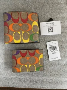 NWT Coach Pride 3 In 1 Wallet In Rainbow Signature Canvas C9863 - Picture 1 of 4
