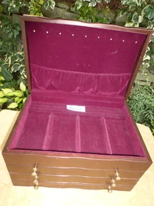 Vintage Antik LG 3 Schubladen Mahagoni Schmuck Box Truhe 80224 A - Bild 1 von 13