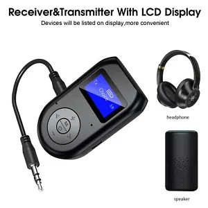 5.0 Audio Adapter Transmitter Receiver 2in 1 3.5mm For Speaker Laptop - Picture 1 of 22