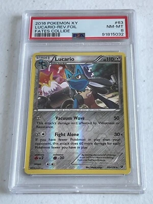 NM-MT Reverse Holo Lucario! PSA 8! 2016 Pokémon TCG XY Fates Collide #63 LOW POP - Image 1 of 2