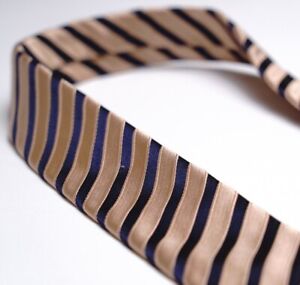 Mattabisch Napoli Neck Tie Gold Navy Striped Made in Italy like Kiton Krawatte