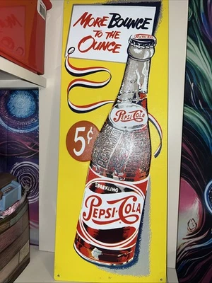 Vintage 1950s REPRODUCTION| Pepsi-Cola | Embossed Tin Metal Sign - Image 1 of 4