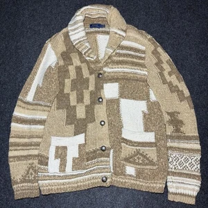 Polo Ralph Lauren Southwestern Cardigan Sweater Linen Shawl Geometric Medium - Picture 1 of 12
