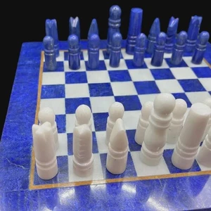 Exquisite Lapis Lazuli Chess Set Handcrafted Luxury Board Game Unique Gift - Picture 1 of 5