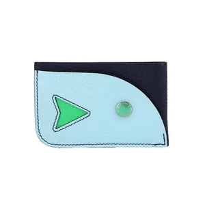 HERMES Poisson Card Case Chevre Myzore Bleu Navy Bleu Zephyr 90302067 - Picture 1 of 8