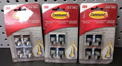 (Lote de 3) Ganchos pequeños de metal de acero inoxidable Command, 4 ganchos, 5 tiras (bn) Foto 1 de 4
