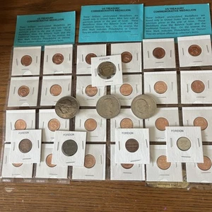 24 US Treasury Commemorative, Medallions, And Eight Foreign Coins - Picture 1 of 3