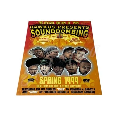 Pegatina promocional vintage RAWKUS Soundbombing II 8x6 Eminem Mos Def Talib Kweli 1999 Foto 1 de 4