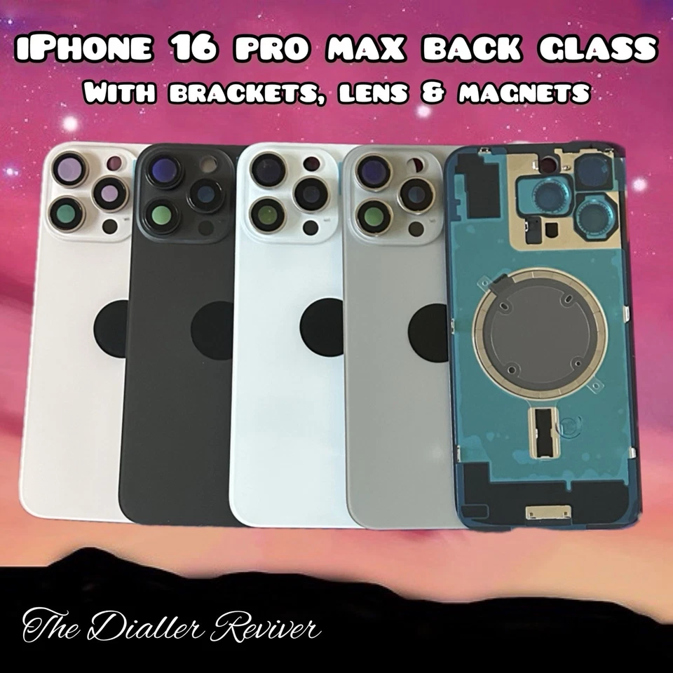 iPhone 16 Pro Max-Rear Back Glass Replacement W/ Camera Lens, Brackets & Magnets - Image 1 of 1