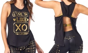NEU ZUMBA Gr.XS XO OPEN BACK TANK TOP GOLD - Bild 1 von 3