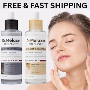 Dr.Melaxin PEEL SHOT GLOW EXFOLIANT RICE AMPOULE 80ml (WHITE / BLACK RICE) - Picture 1 of 13