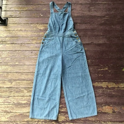 Mono Denim Rosa Visón MP/D Temptations Pierna Ancha Talla S Cambray Sin Espalda Foto 1 de 4