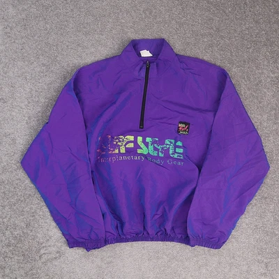 VTG 80s 90s Surf Style Iridescent OS 2XL Purple Long Sleeve Windbreaker Jacket - Image 1 of 4